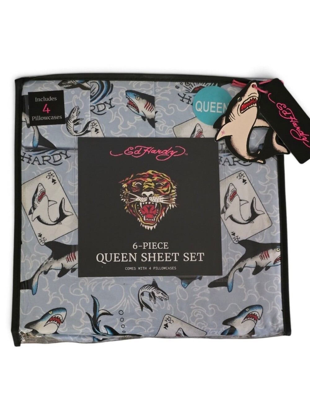 🦈 Ed Hardy 6 Piece Queen Shark Sheet Set